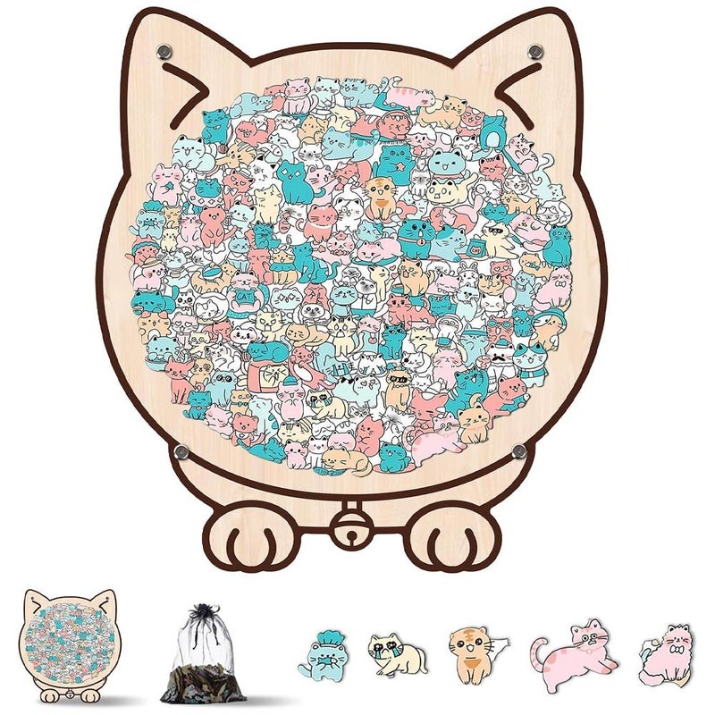 Cute cross-border wooden oddly shaped toy gift, stress-relieving cat-shaped wooden puzzle, fun cat collection, stacking puzzle cat.